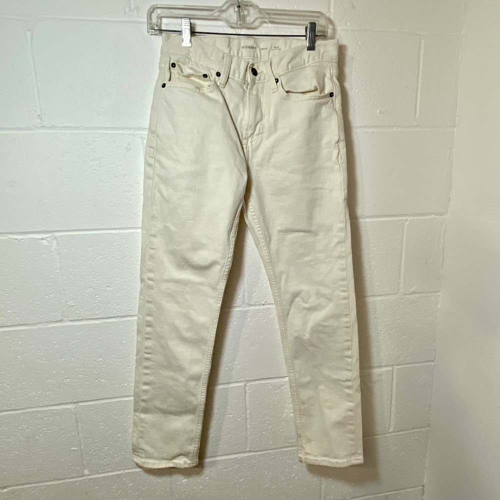 Old Navy Mens Slim Fit Off White Jeans